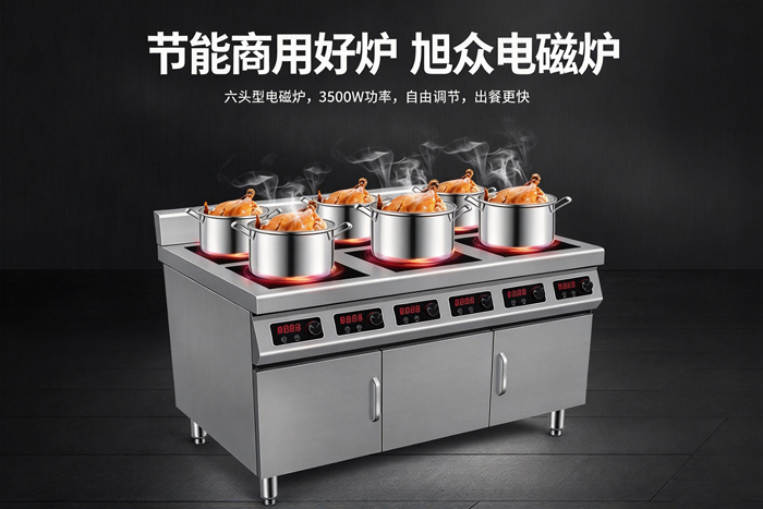 旭眾廚房爐具系列，多種商用電磁爐款式
